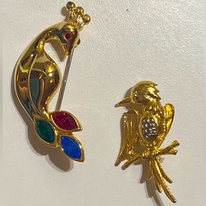 Two unique vintage bird pins/brooches.